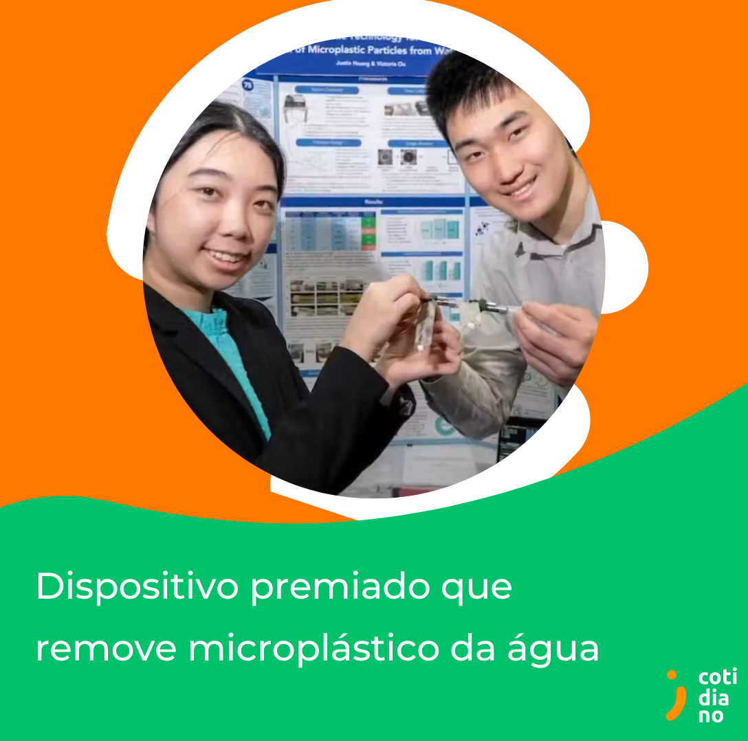 Dispositivo premiado que remove microplástico da água.